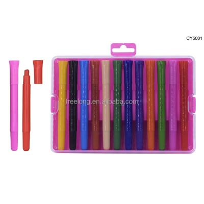 China Wholesale Customized Eco-friendly 12 Colors Barrel Pencil Colored Non-toxic Plastic Set Good Quality for sale