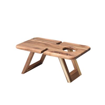 China Eclectic outdoor camping wine table family folding snack table wooden camping table for sale