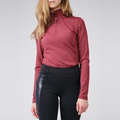 China Custom Wholesale Durable Equestrian Base Layer Outdoor Packing Riding Tops Sweatshirts Burgundy Smooth Soft Equestrian Shirts for sale