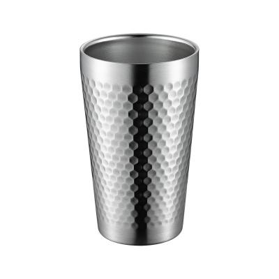 China Wholesale KOREAN Custom Logo Double-Layer 304 Stainless Steel Large Capacity Water Mug Beer Coffee Mug Hammer Pattern Tea Cup for sale