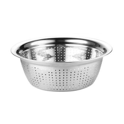 China Durable Stainless Steel Solid And Durable Basin Kitchen Tool Sieve Bucket Rice Sifts With Various Size for sale