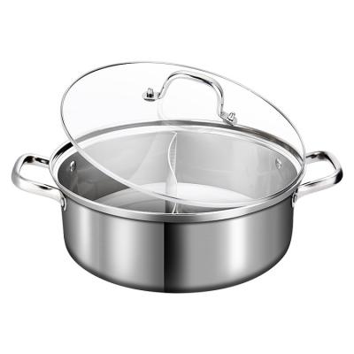 China Sustainable 304 Stainless Steel Hot Pot With Divider Two Flavor Hot Pot For Party for sale