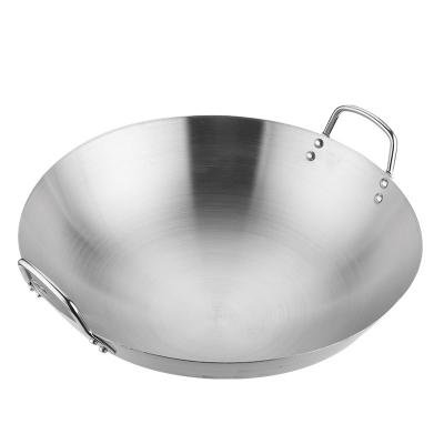 China Hand Made Wok Stocked Large Round Bottom Non-Stick Induction Double Handle for sale