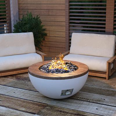 China Fiberglass Reinforced GFRC Concrete Round Outdoor Chimney Garden Heating Fire Pits Nature Gas Propane Fire Pit for sale