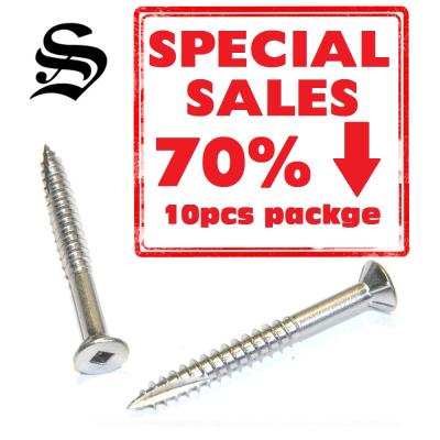 China *10pcs*Decking Flat Screw, #2 Square Flat Head With 6 Ribs Underside, Type 17 for sale