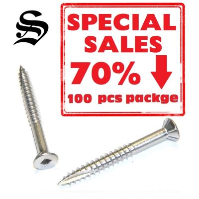 China *100PCS PACKAGE* Flat Decking Screws, #2 Square Flat Head with 6 Ribs Underside, Type 17 for sale