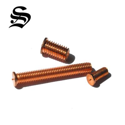 China Steel-copper coated insert weld stud for CD, threaded insert weld stud for screw for sale