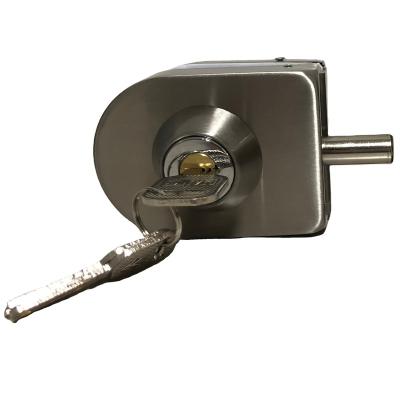 China Semicircular Key Cylinder Brass Frameless Glass Door Electric Door Lock for sale