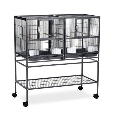 China Wholesale Viable Metal Iron Pet Products For Pet Shop Hampton Deluxe Divided Breeder Birds Cage System With Stand for sale