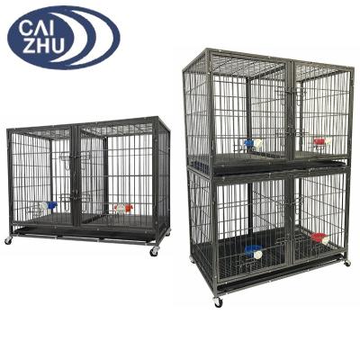 China Sustainable Heavy Duty Stackable Cat / Dog Pet Cage With Divider And Water Bowls 44