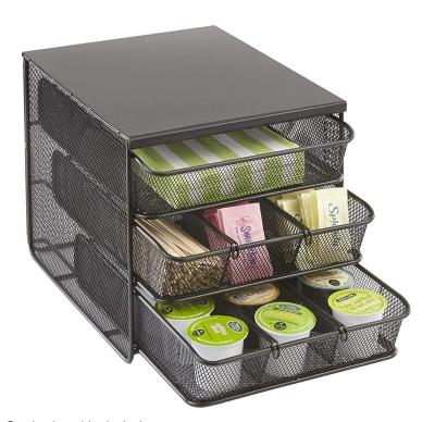 China Mesh Hospitality Organizer Tableware Sustainable K-Cup Organizer, 3 Drawer, Black for sale