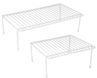 China Sustainable 2 Kitchen Countertop Grid Shelf Organizer Set, Steel with White Plastic Coating for sale