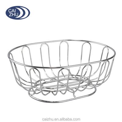 China Sustainable Oval Stainless Steel Bread Basket Fruit Bowl for sale