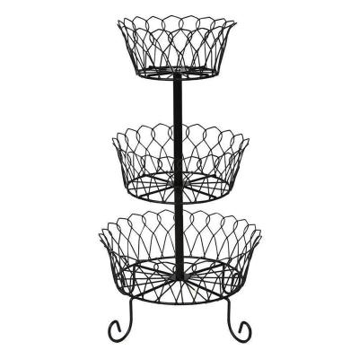 China Sustainable Metal 3-Tier Wire Basket Fruit Organizer Storage, Tray Rack Holder Kitchen Bath Manufacturer for sale