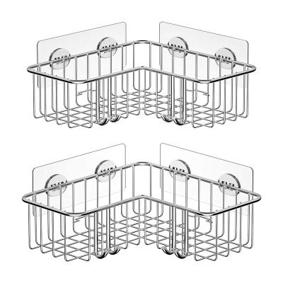 China Sustainable Adhesive Bath Shelf Corner Cart with Hooks, SUS304 Storage 2-Pack Shower Organizer for Bathroom, Toilet, Kitchen for sale