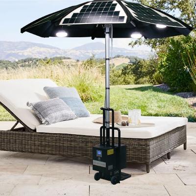 China Contemporary Smart Solar Parasol Led Lighting System Solar Beach Umbrella With Solar Panel Replacement for sale