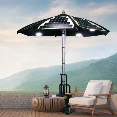 China Contemporary Luxury 462w Solar Led Lighting Parasol Solar Power Umbrella Set With Solar Power for sale