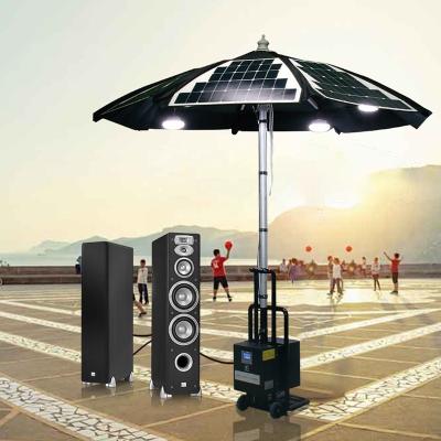 China New Contemporary Solar Panel Power Beach Umbrella With USB AC Ports Electricity Power Supply For Fan for sale