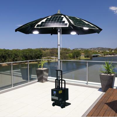 China Contemporary Innovative Windproof Garden USB Charger Solar Umbrella For Cafe Market for sale