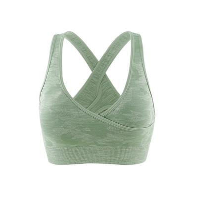 China Breathable Cross Back Bra Camouflage Sports Shockproof High Strength Yoga Wear Vest Fitness Gym Routine Wear for sale