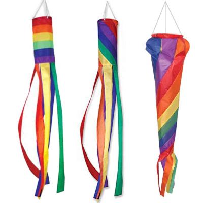 China Wholesale Rainbow Color Hanging Spiral Windsock for sale