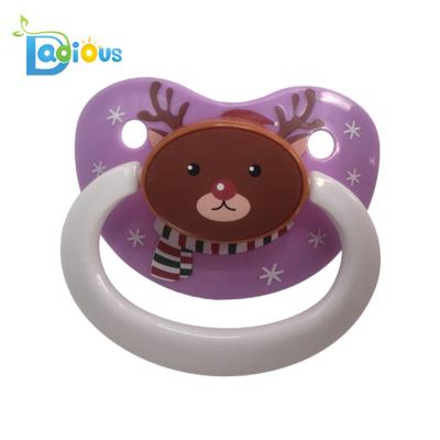 China Wholesale Silicone Free Nipple Latex Free Food Grade Pacifier BPA Adult Christmas Elks Print Abdl Pacifier for sale