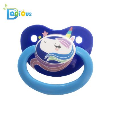 China Custom Sale Adult Pacifier Baby Pacifier Unicorn Print Silicone Nipple ABDL Free Latex China Supplier Best for sale