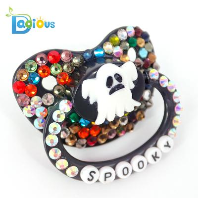 China Wholesale BPA Free Baby Soother Black Spooky Adult Pacifier With Drill for sale