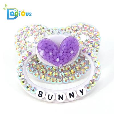 China BPA ABDL Free White Crystal Adult Baby Bulk Pacifier Glitter With Drill (Can Be Mix Design) for sale