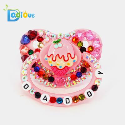 China BPA ABDL Free Heart Crystal and Strawberry Decopacifier Baby Soother Adult Pacifier (can mix design) for sale