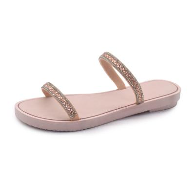 China 2021 New Style Fashion Trend Diamond Jelly Shoes Pink Flip Flop Outdoor Beach Sandals For Women for sale