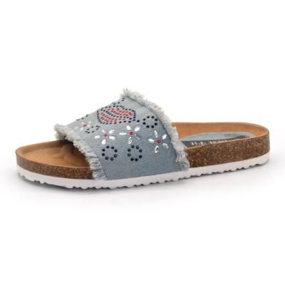 China Hot Sale Fashion Trend Rhinestone Slippers Flat Open Sandals Bottoms Sandals for Women and Ladies for sale