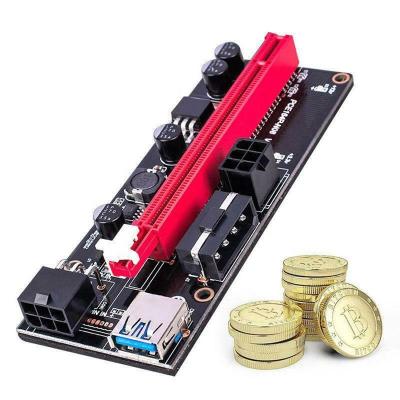 China With SATA Power Cable New PCI-E 009 1X PCIe Riser 16x to Extra 60CM 009S PCI E USB Riser Dual 6 Pin Adapter Card for sale