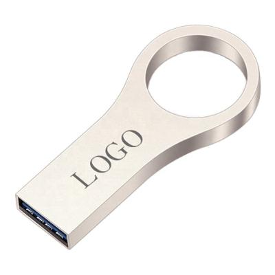 China Wholesale Metal Advertising Gadgets Flash Drive 3.0 Interface Fast Speed ​​Promotion Laser Engraved Metal Key Ring Pendrive Round Hole for sale