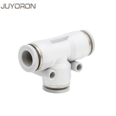 China High Quality Hotels White Pneumatic Fittings Quick Connector 6mm Plastic PE Type Pneumatic T Fitting For For 4mm 6mm 8mm 10mm 12mm Tube for sale