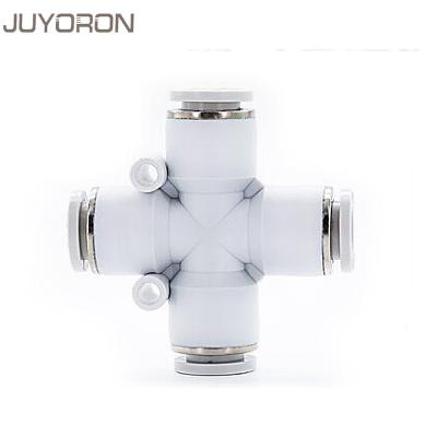 China Hotels Air High Quality White Four Way Connector Fit PZA 4mm 6mm 8mm 8mm 10mm 12mm Pneumatic Fitting Quick Joint Connector for sale