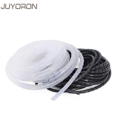 China 1Roll PE Wire Management Wrap Cable Organizer Flexible Spiral Tube Wire Wrapping Wire Storage Hose Pipe Black Transparent for sale