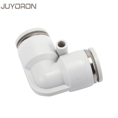 China China Factory PV4 6 L Pneumatic 8 10 12MM White Type Elbow Fitting Plastic Hose Connector Quick Fitting With Angle Adapter Plug for sale