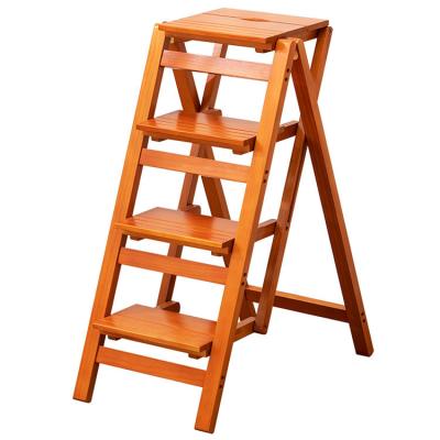 China Small 3 Steps Ladder Modern Household Collapsible Wood Stand Safety Universal Folding Ladders for sale