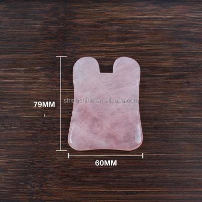 China Gua Sha Facial Massage Stone Gemstone Material Pink Quartz Face Massage Stone for sale