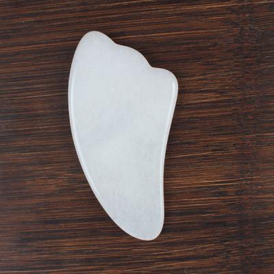 China Fashionable White Jade Guasha Tool Customized Scraping Full Body Health Care Massage Therapy Stone for sale