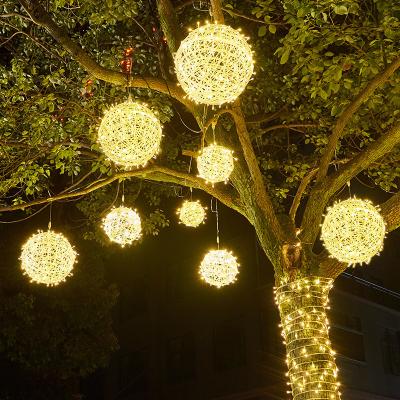 China Diameter 20cm Outdoor Tree Rattan Ball Light Hanging Landscape Ball Light Vine Decoration Lighting Holiday Party Decoration Lamp for sale