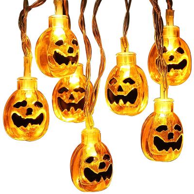 China Garden 50 LED Pumpkin Lantern Ghost Halloween Solar Led String Lights Outdoor Festival Decoration Light for sale