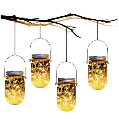 China New Garden Lantern Solar Mason Jar Lights Outdoor Solar Colorful Glass Bottle Yard Hanging Lamp for sale