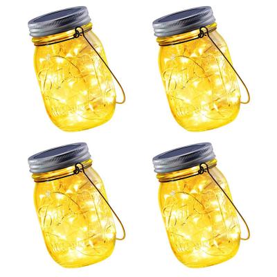 China New Garden Mason Bottle Lights Outdoor Solar Glass Bottle Solar Hanging Clear Color Garden Tree Decoration for sale