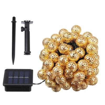 China LANDSCAPE 20/50/60 LED Morocco Ball String IP65 Fairy Lights Outdoor Waterproof Solar Solar Christmas Decoration for sale