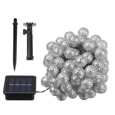 China Theme Park 20/30/50/60LED Solar 8 ModesLights String Moroccan Ball Fairy Waterproof String Lights Silver Case for Outdoor Patio Garden Lamp for sale