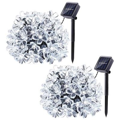 China Solar Lights 50LED Cherry Blossoms Flower Fairy Light Outdoor Garden Wedding Party Christmas Tree String Lights for sale