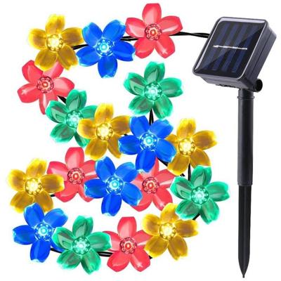 China Solar Garden Flower String 22ft Lightweight 50 Led Waterproof Solar Powered Fairy Lights Cherry Blossoms Decor Lamp Outdoor for sale