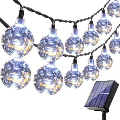 China Outdoor Waterproof Crystal Snow Ball Solar String Light Hot Sale Garden Diwali Decoration Outdoor Lights for sale